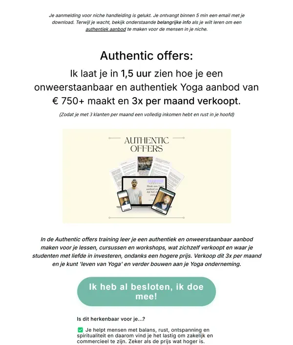 Happy With Yoga — From yoga blog to platform with 2,000 paying members — autenthicoffers lander happywithyoga funnel proof